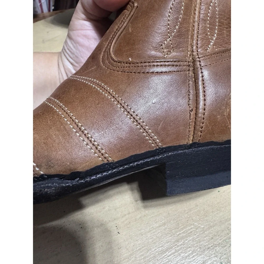 Kids Brown‎ Leather Cowboy Boots No Size On The Boot